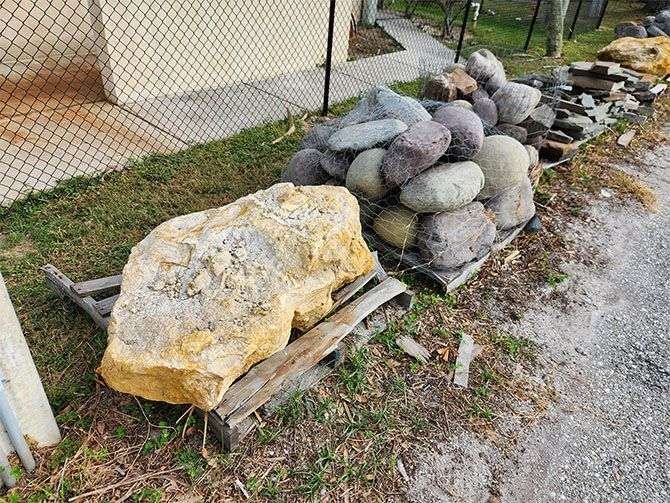 Variety of landscape supplies including mulch, rock, and soil in Port Charlotte
