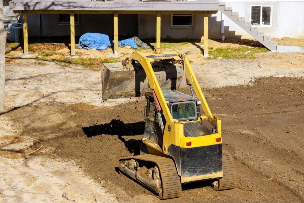 Fill dirt used to level and grade a residential property