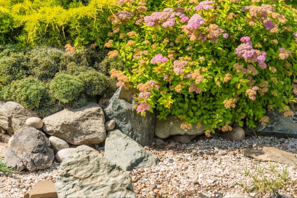 Decorative stone and gravel used in a Florida landscape