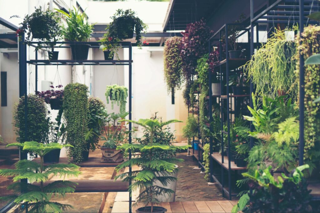 Vertical landscaping used to maximize space in a small Florida yard