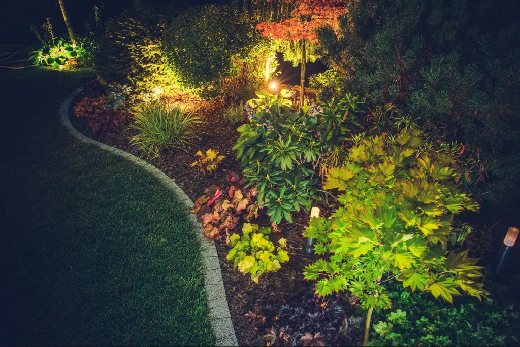 Outdoor lighting Port Charlotte garden with subtle accent lighting