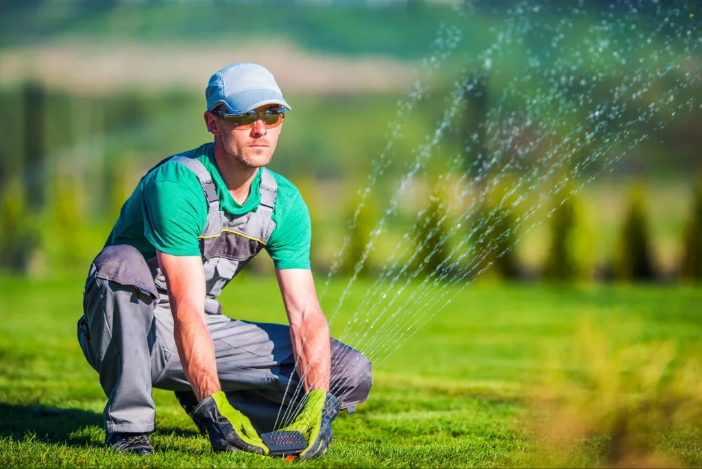 Irrigation check during sod soil preparation Port Charlotte lawn project