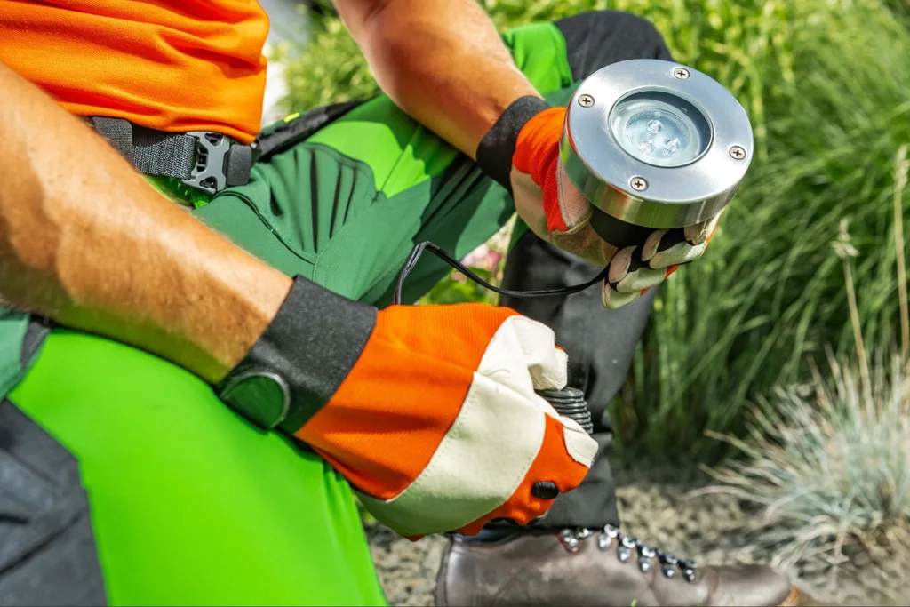 Outdoor lighting Port Charlotte fixtures positioned for landscape maintenance access