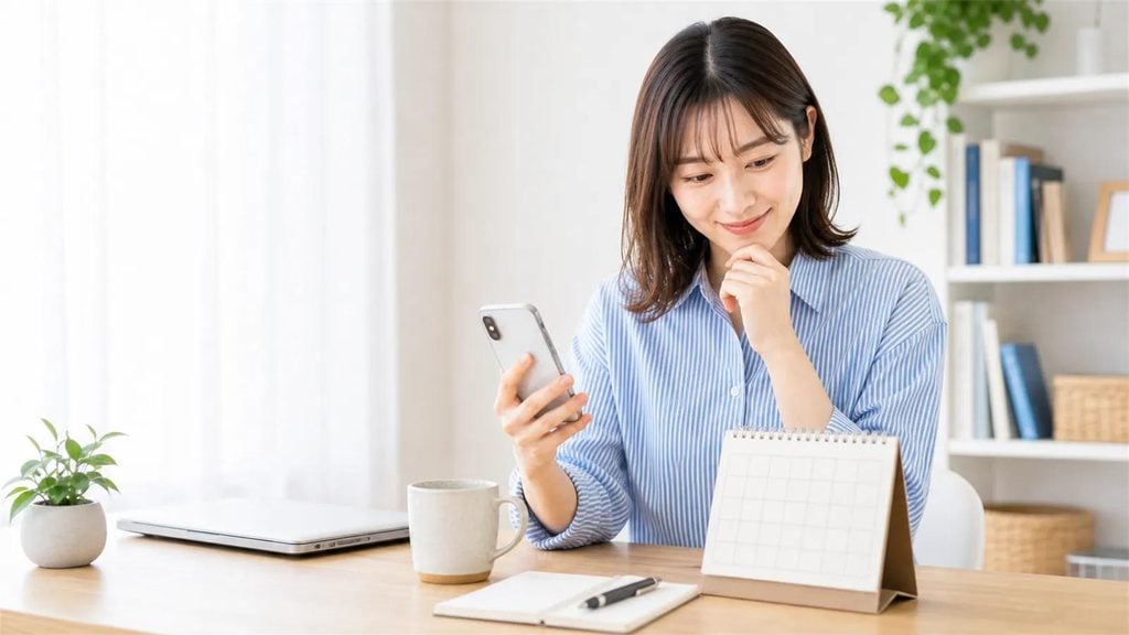 Homeowner checking a calendar and phone to coordinate a bed bug follow-up appointment